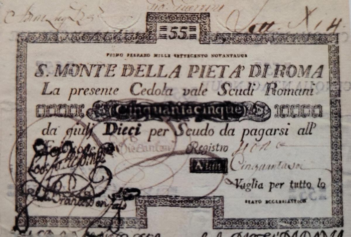 Front of Italian States pS349: 55 Scudi from 1786