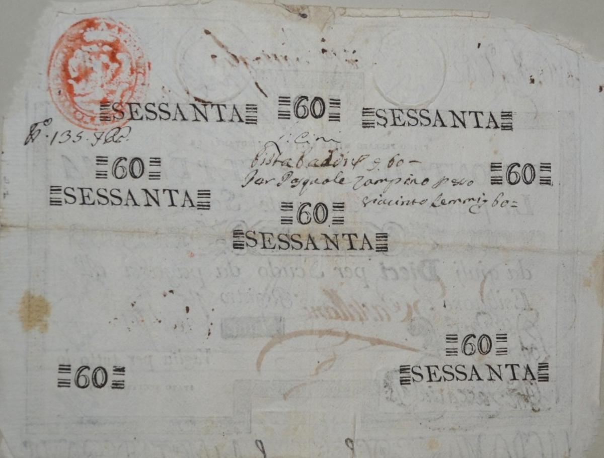 Back of Italian States pS350: 60 Scudi from 1786