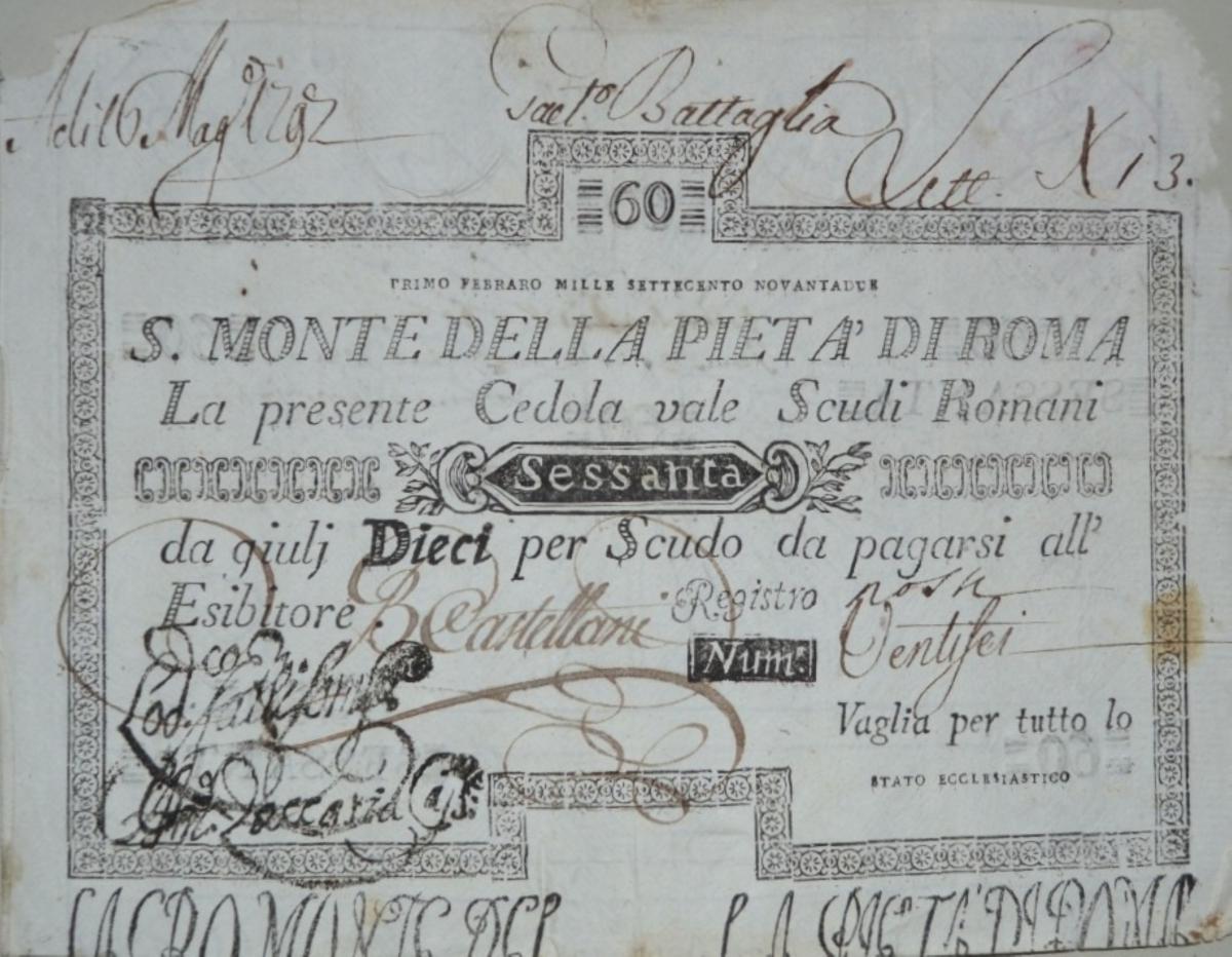 Front of Italian States pS350: 60 Scudi from 1786