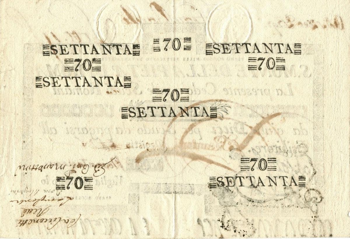 Back of Italian States pS352: 70 Scudi from 1786