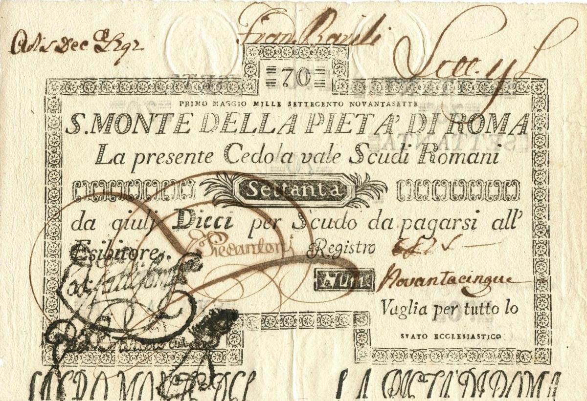Front of Italian States pS352: 70 Scudi from 1786