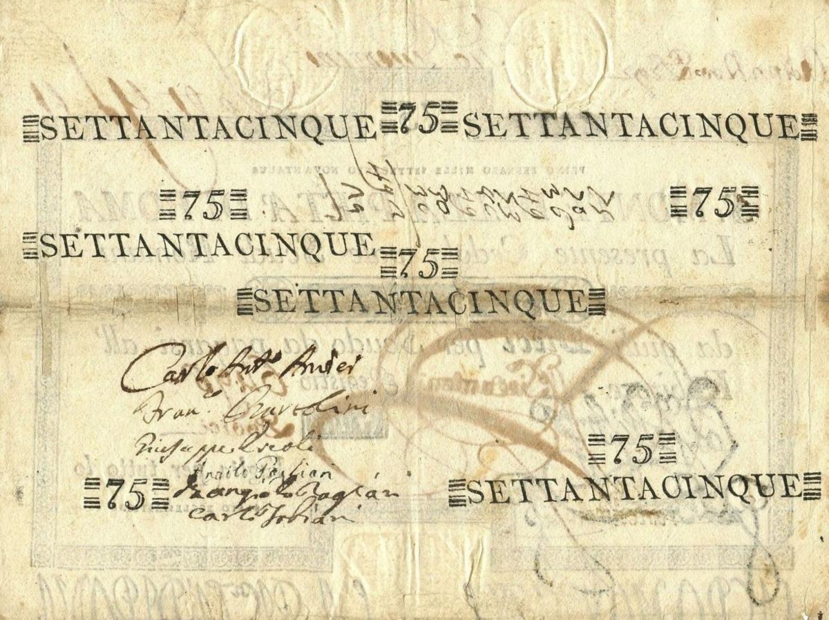 Back of Italian States pS353: 75 Scudi from 1786