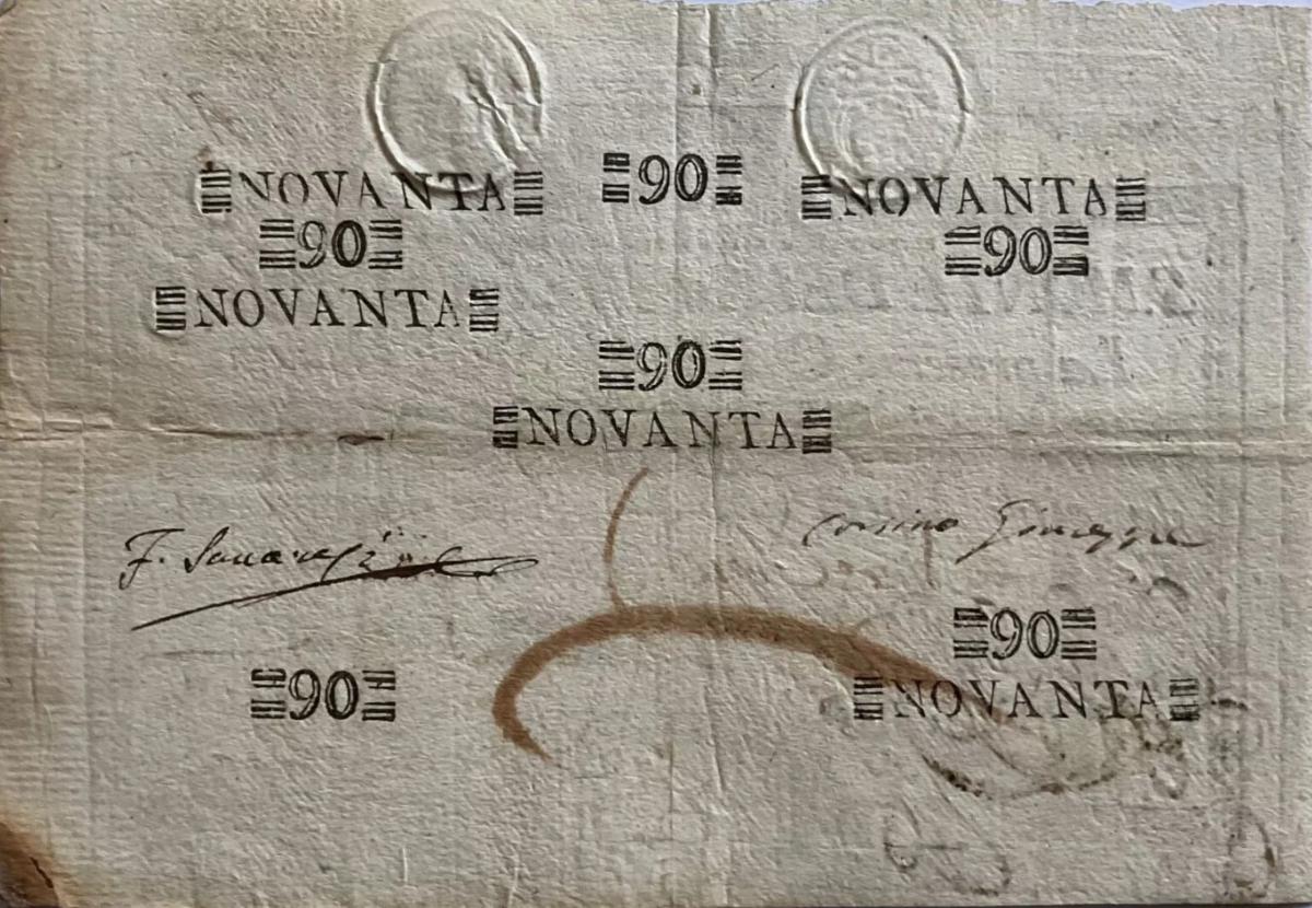 Back of Italian States pS356: 90 Scudi from 1786