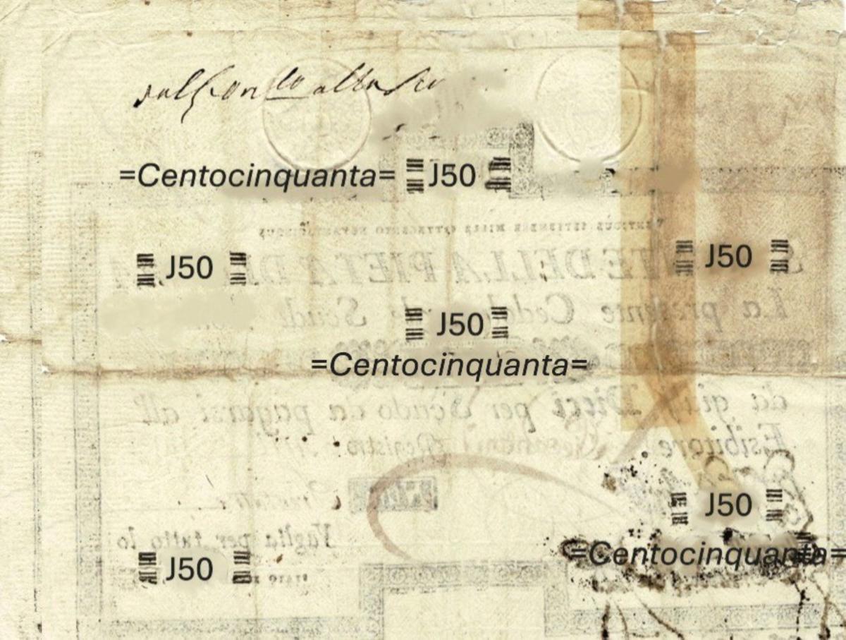 Back of Italian States pS363: 150 Scudi from 1788