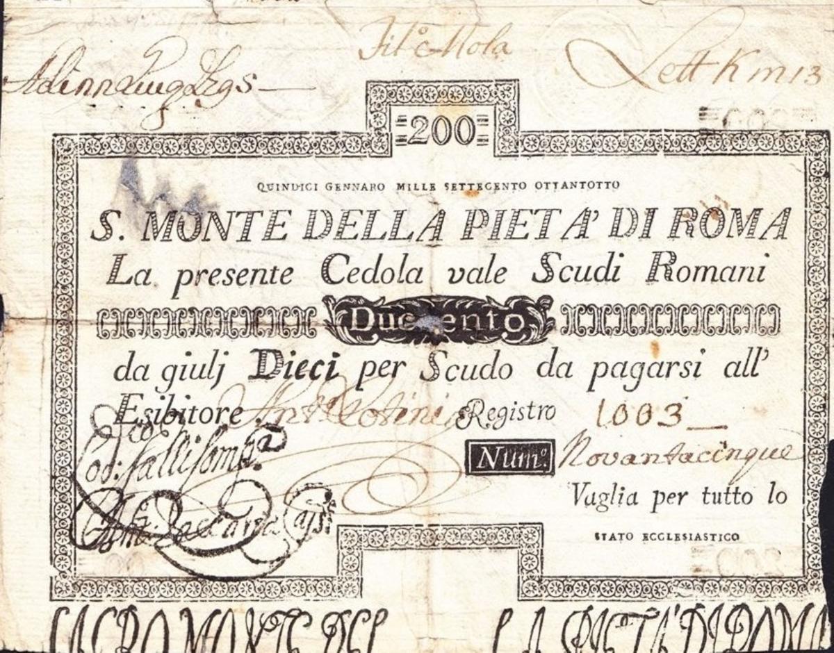 Front of Italian States pS364: 200 Scudi from 1788