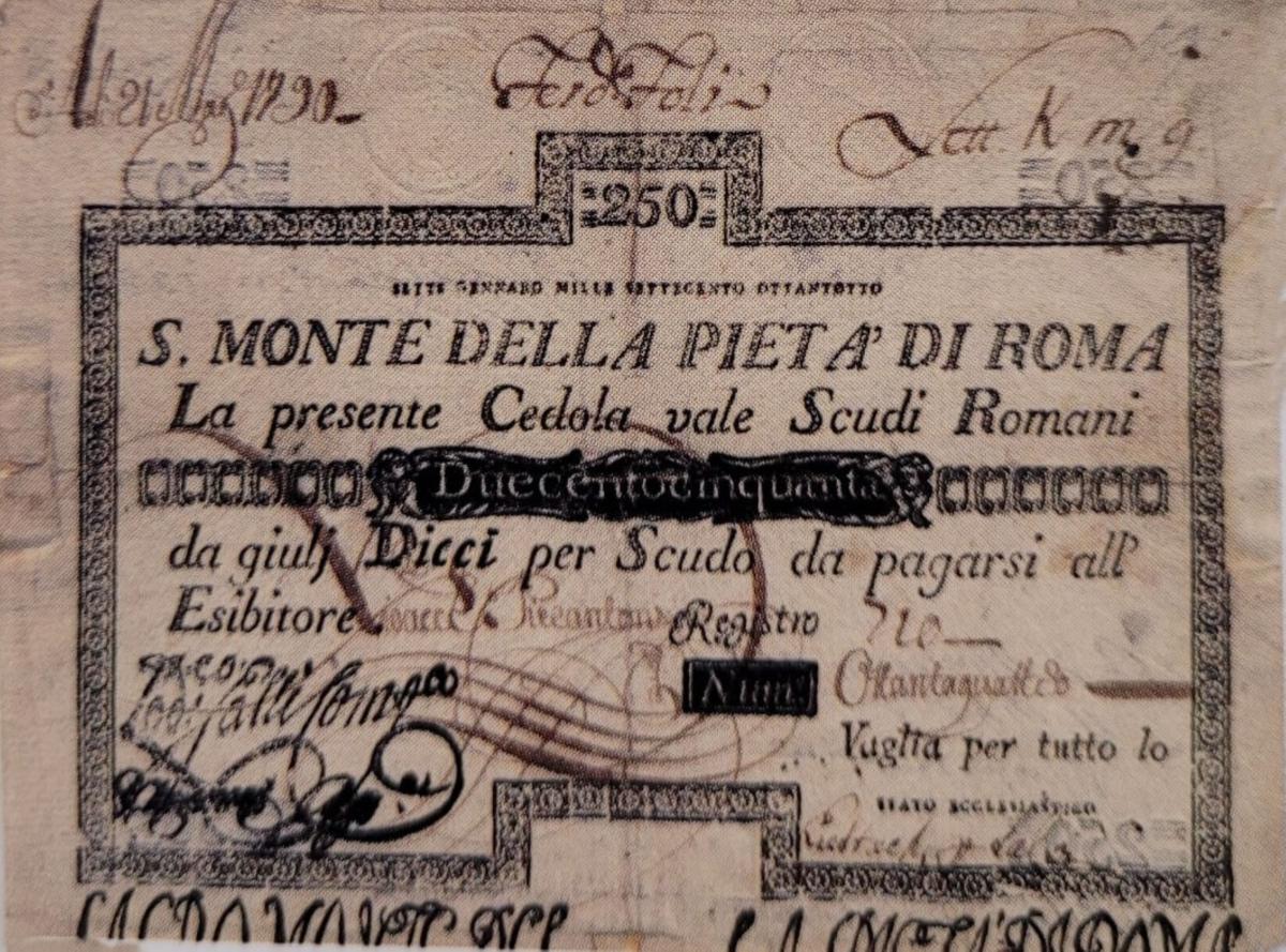 Front of Italian States pS365: 250 Scudi from 1788