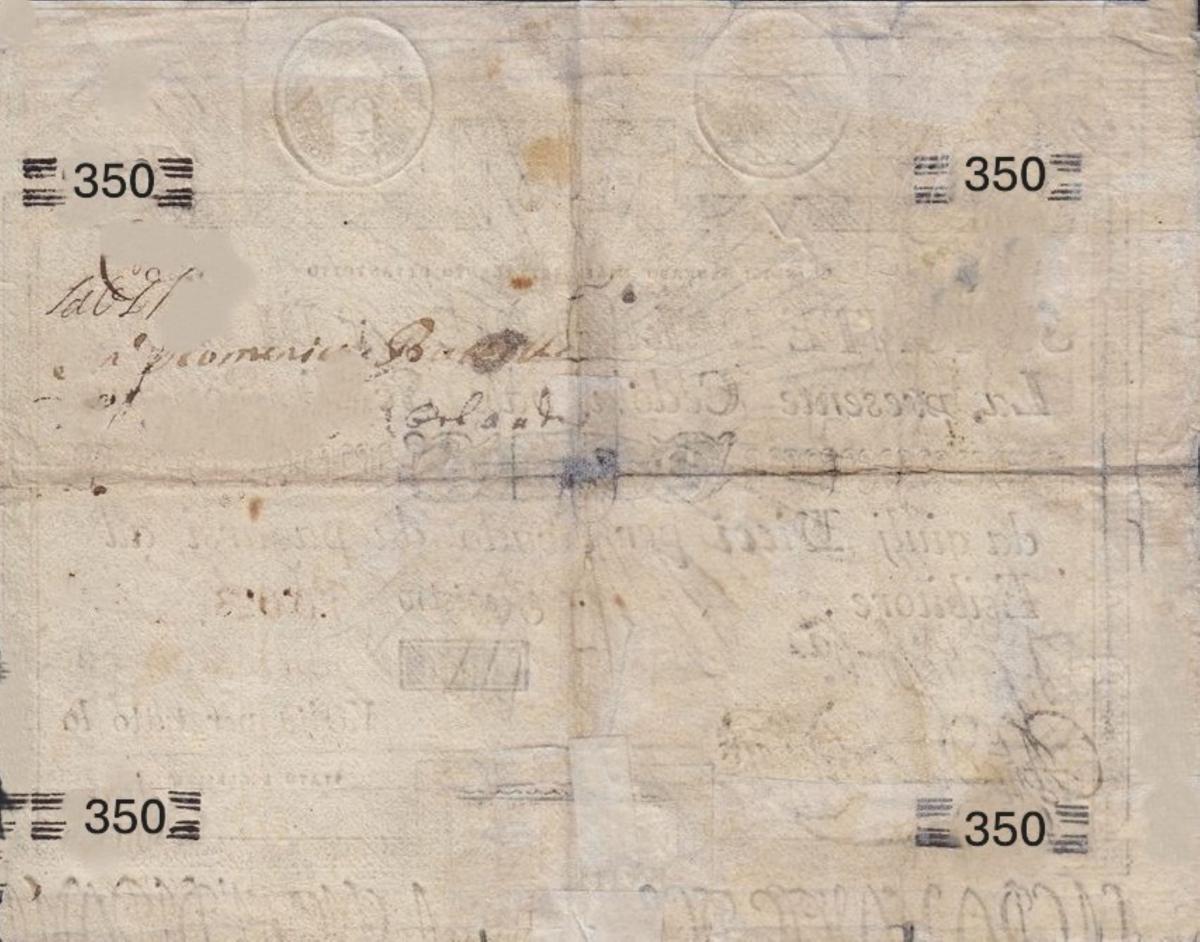 Back of Italian States pS367: 350 Scudi from 1788