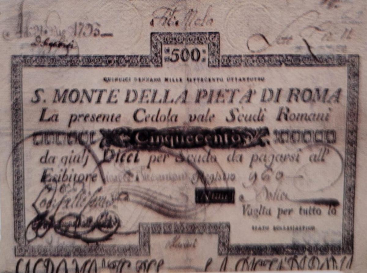 Front of Italian States pS370: 500 Scudi from 1788