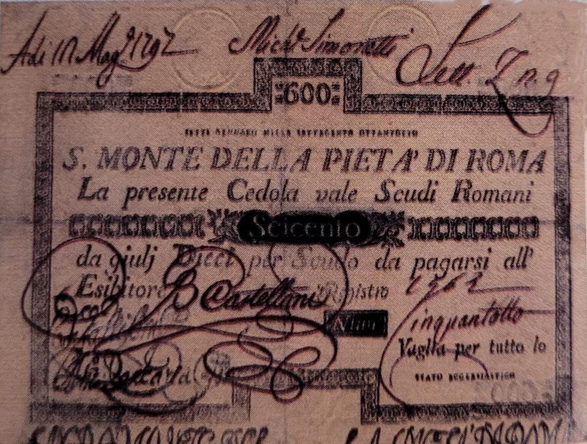 Front of Italian States pS371: 600 Scudi from 1788