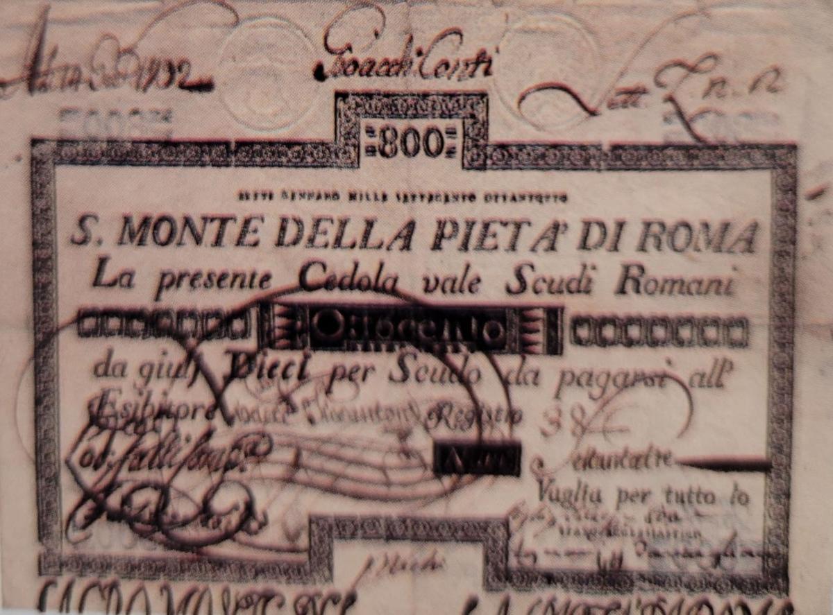 Front of Italian States pS373: 800 Scudi from 1788