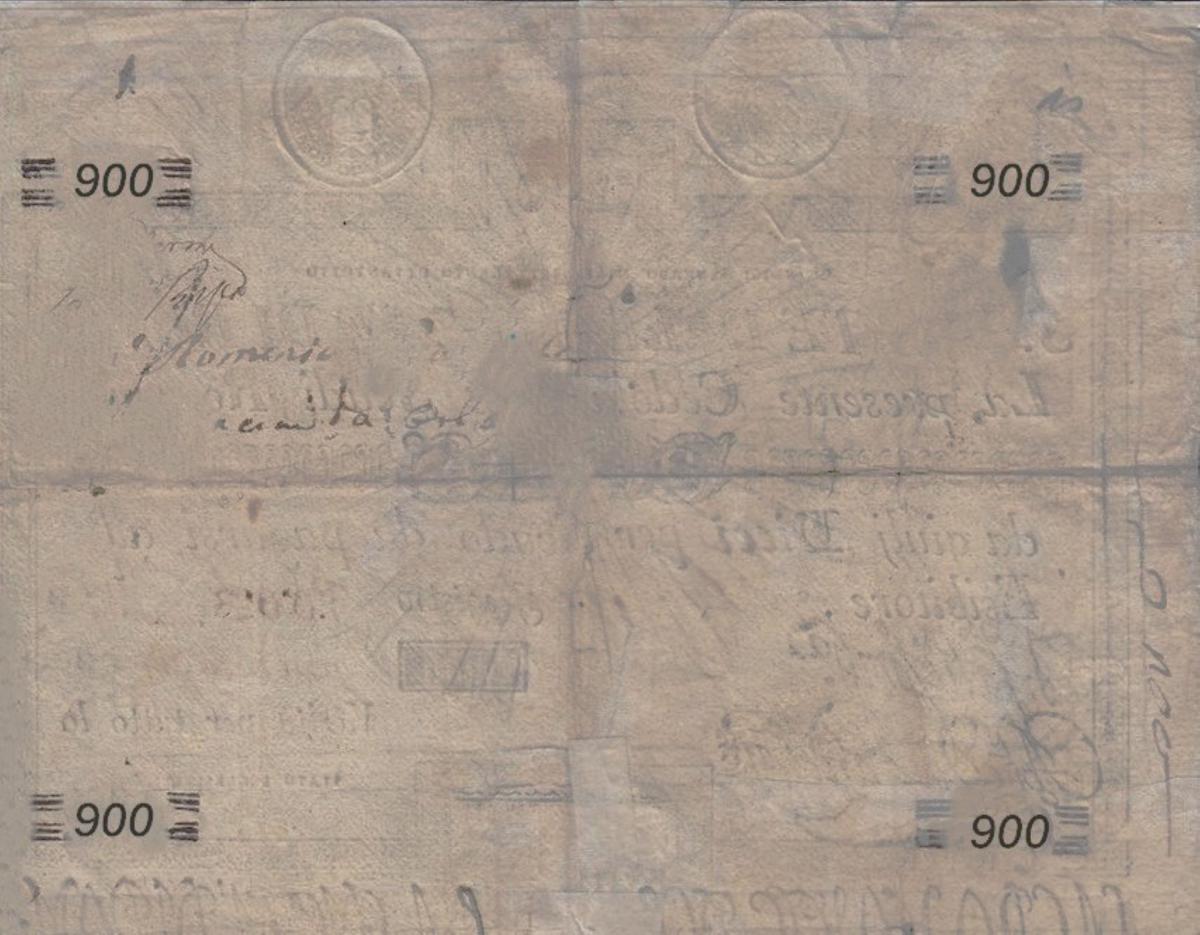 Back of Italian States pS374: 900 Scudi from 1788