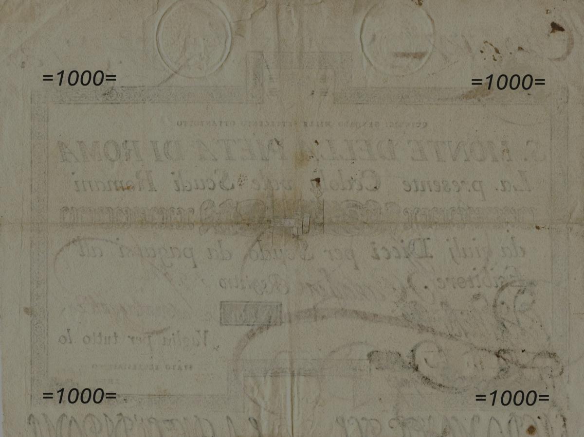 Back of Italian States pS375: 1000 Scudi from 1788