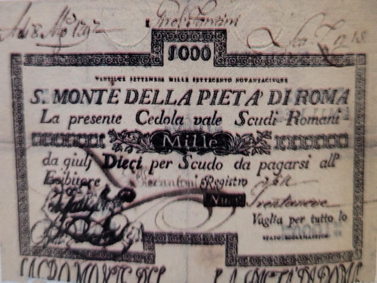 Front of Italian States pS375: 1000 Scudi from 1788