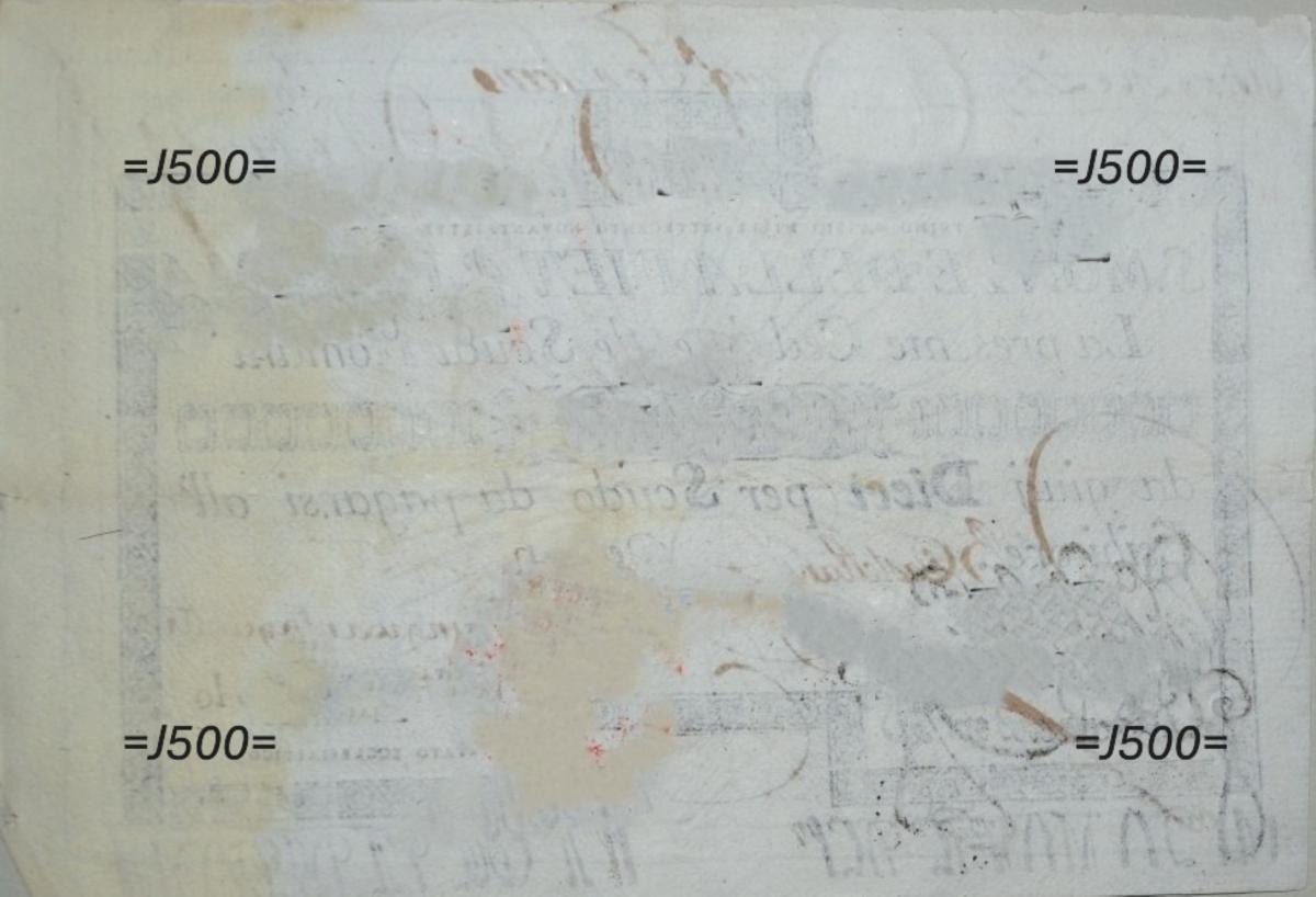 Back of Italian States pS376: 1500 Scudi from 1788