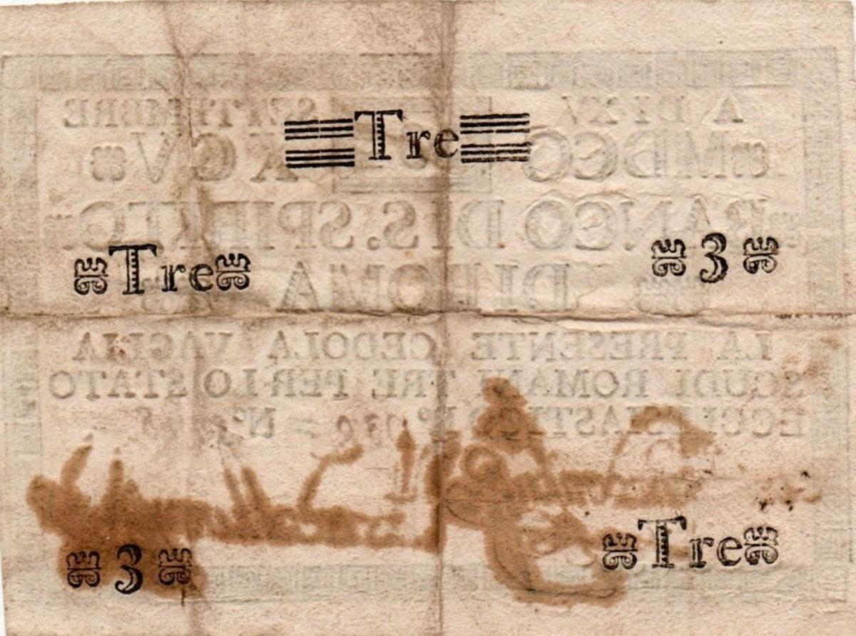 Back of Italian States pS377: 3 Scudi from 1795