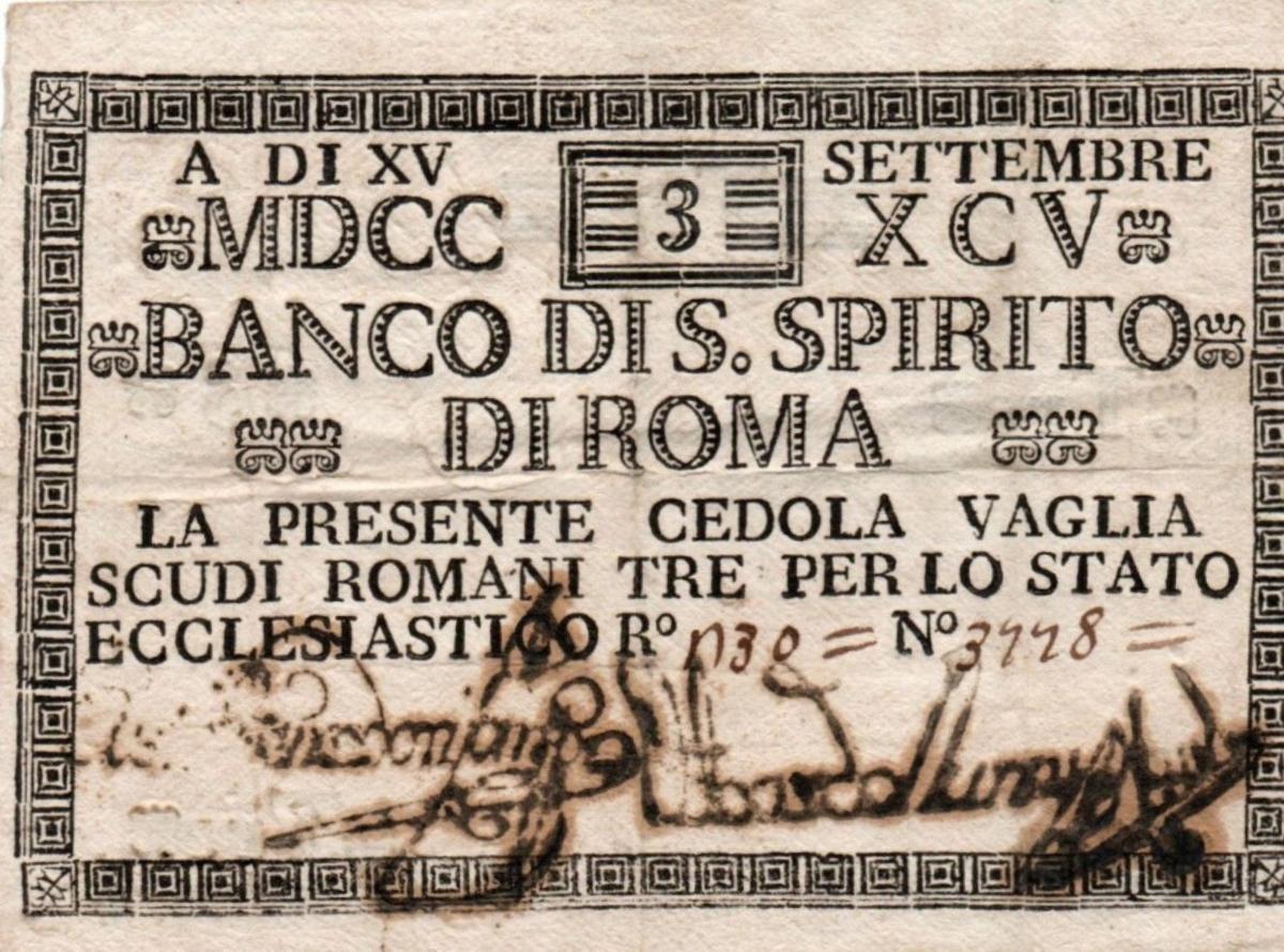 Front of Italian States pS377: 3 Scudi from 1795