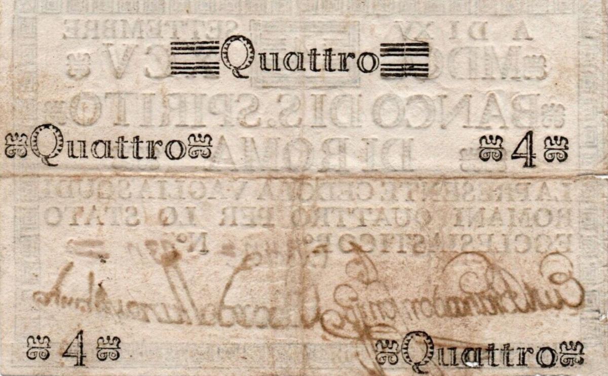 Back of Italian States pS378: 4 Scudi from 1795