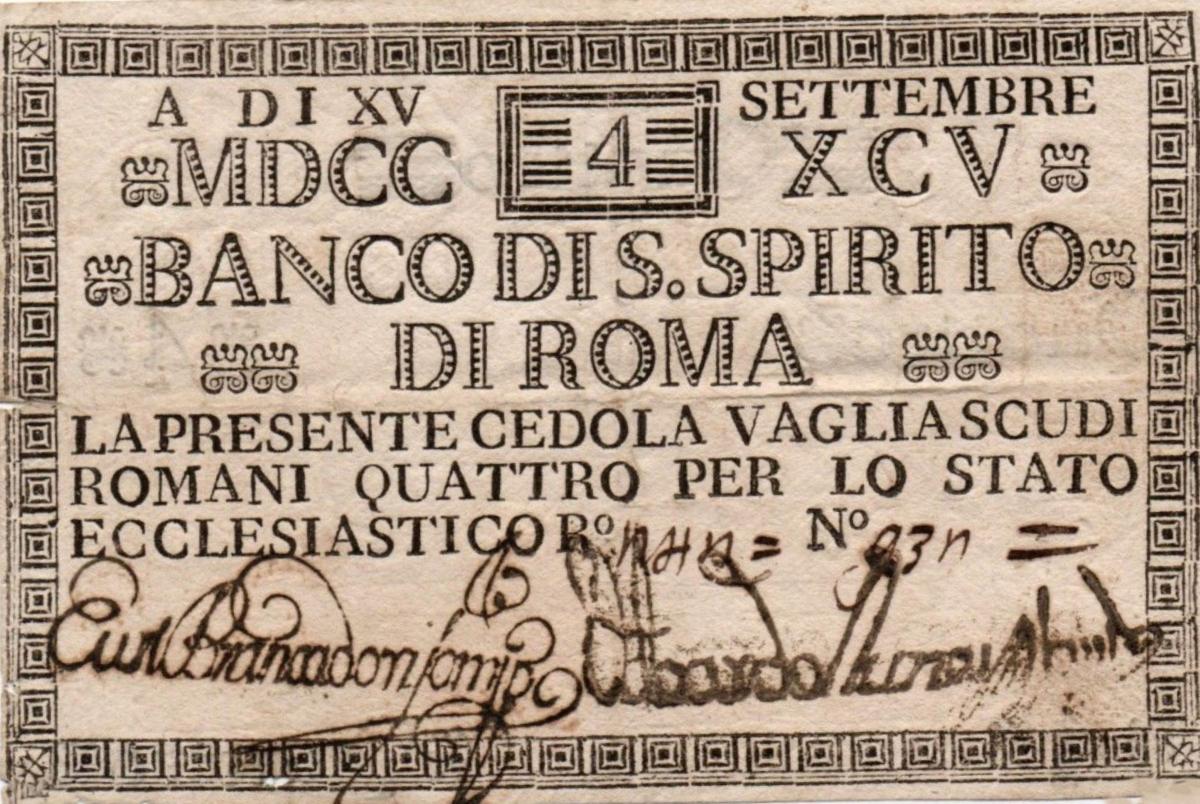 Front of Italian States pS378: 4 Scudi from 1795