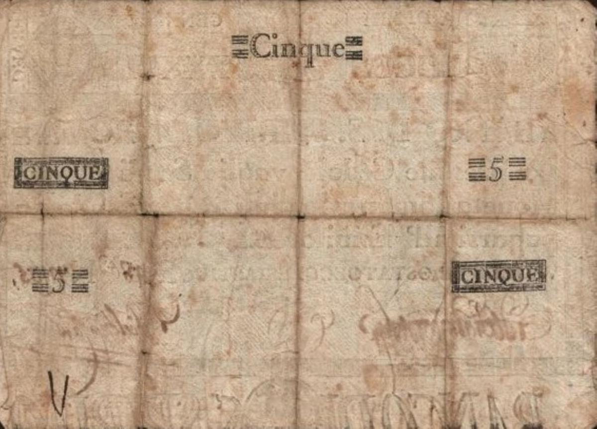 Back of Italian States pS379: 5 Scudi from 1786