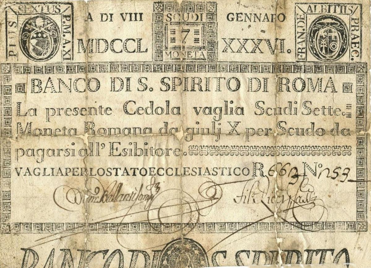 Front of Italian States pS381: 7 Scudi from 1786
