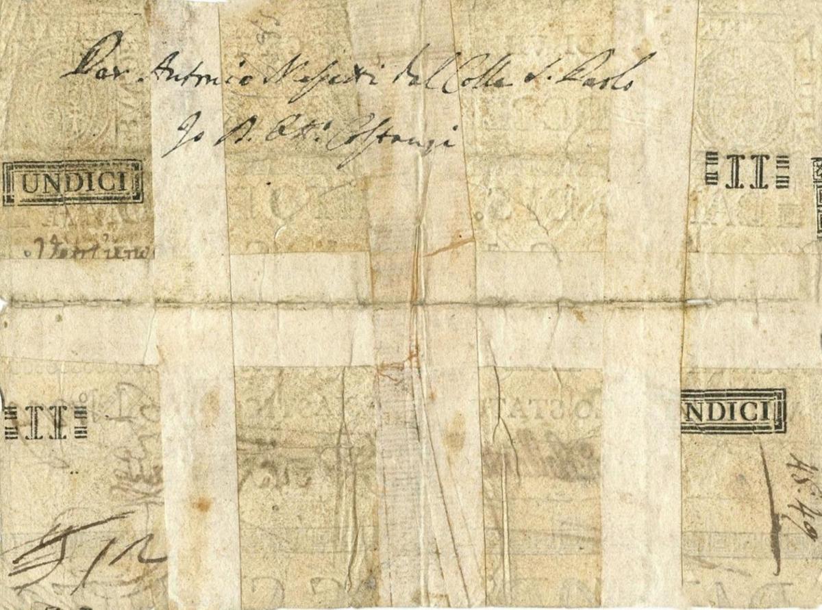 Back of Italian States pS385: 11 Scudi from 1786