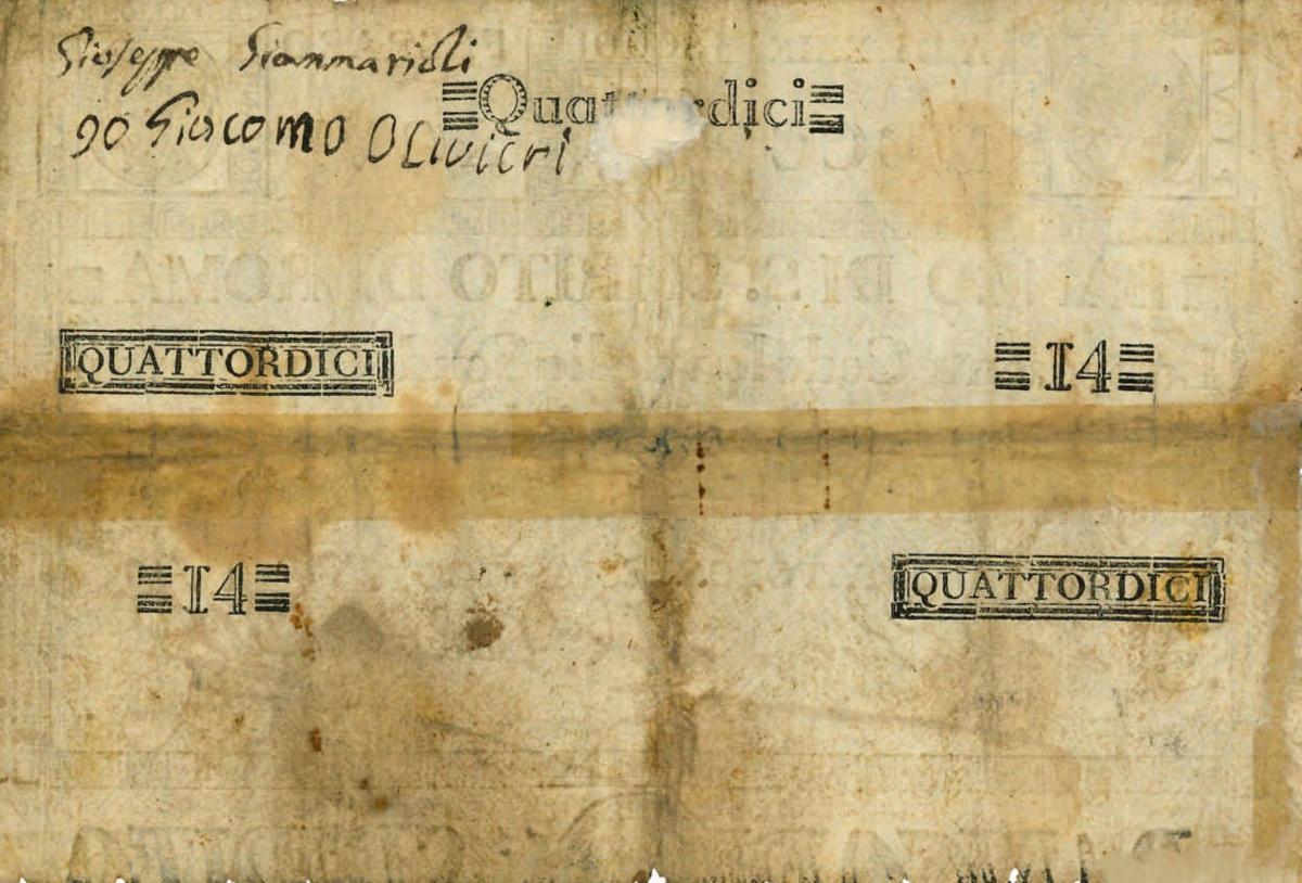 Back of Italian States pS388: 14 Scudi from 1786