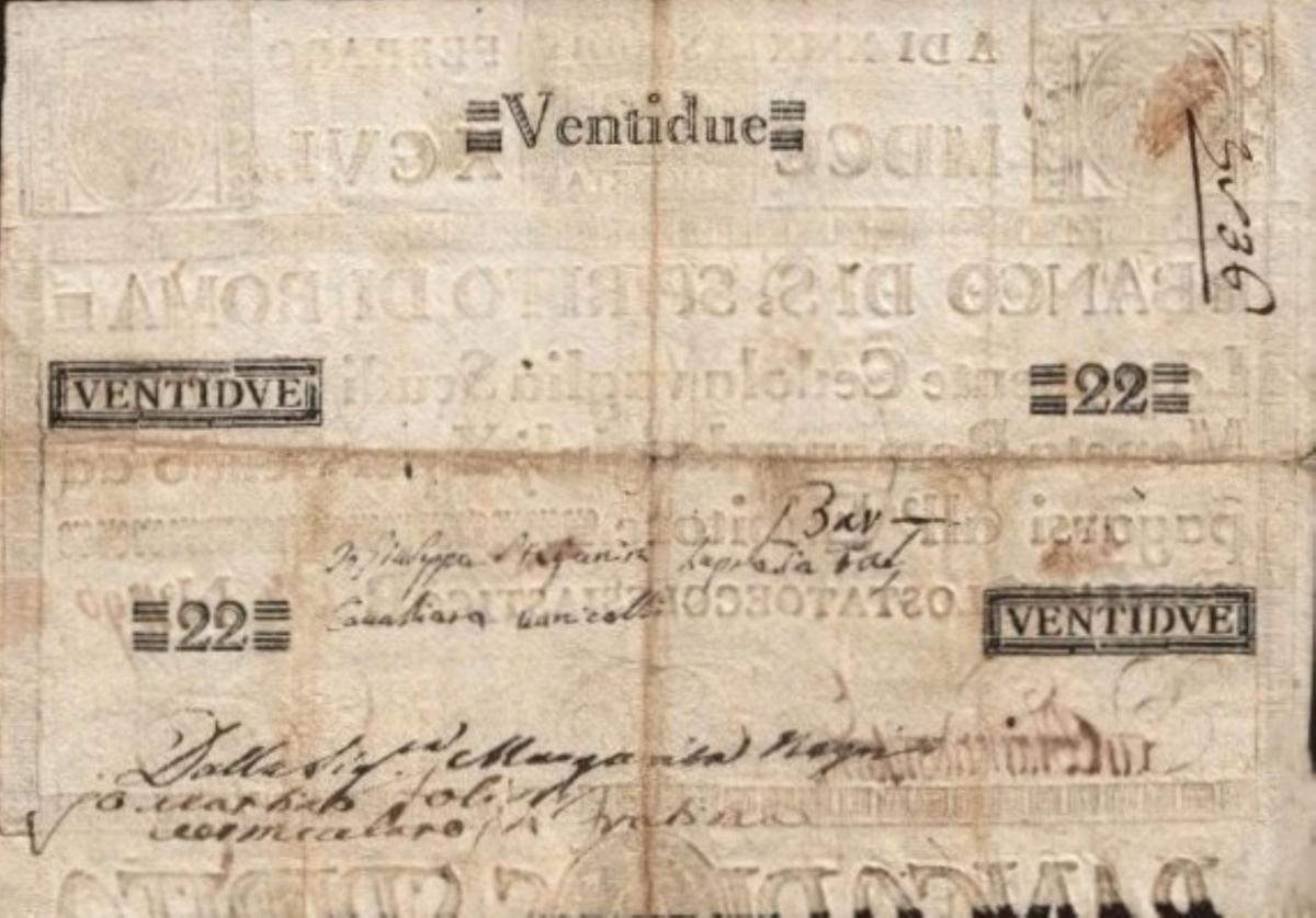 Back of Italian States pS396: 22 Scudi from 1786