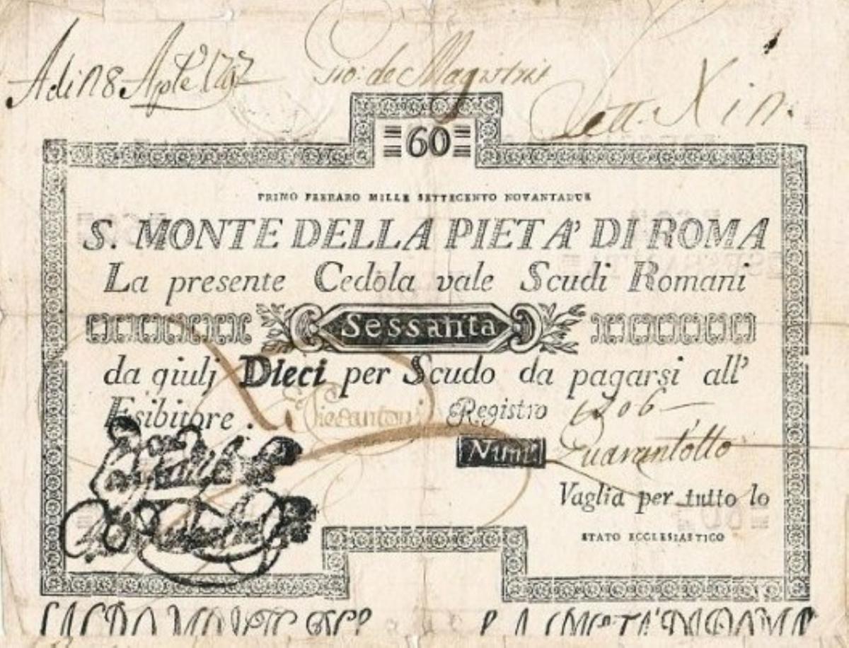 Front of Italian States pS434: 60 Scudi from 1786
