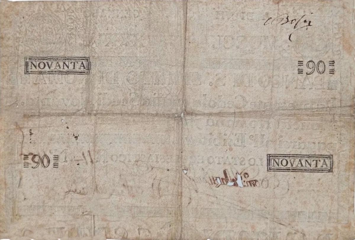 Back of Italian States pS464: 90 Scudi from 1786