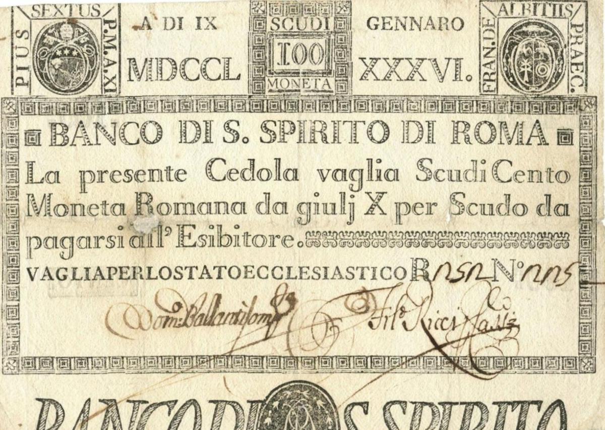 Front of Italian States pS474: 100 Scudi from 1786