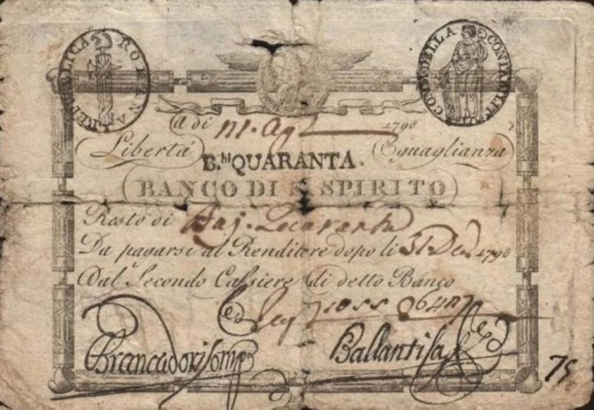 Front of Italian States pS522: 40 Bajocchi from 1798