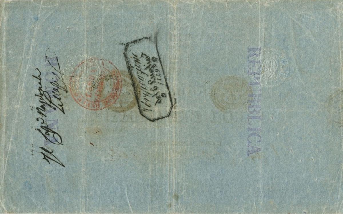 Back of Italian States pS561: 50 Scudi from 1848