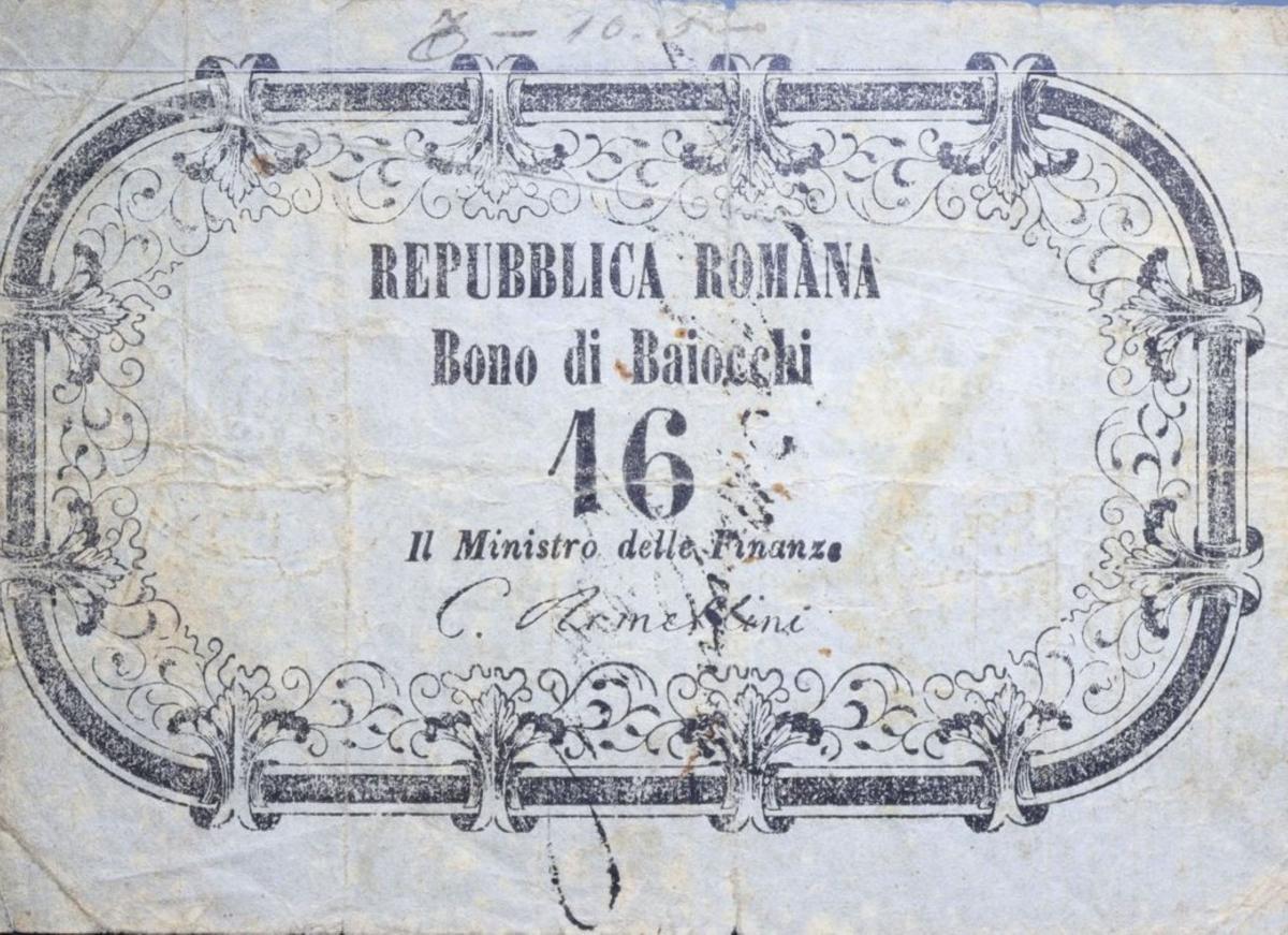 Front of Italian States pS572: 16 Bajocchi from 1849