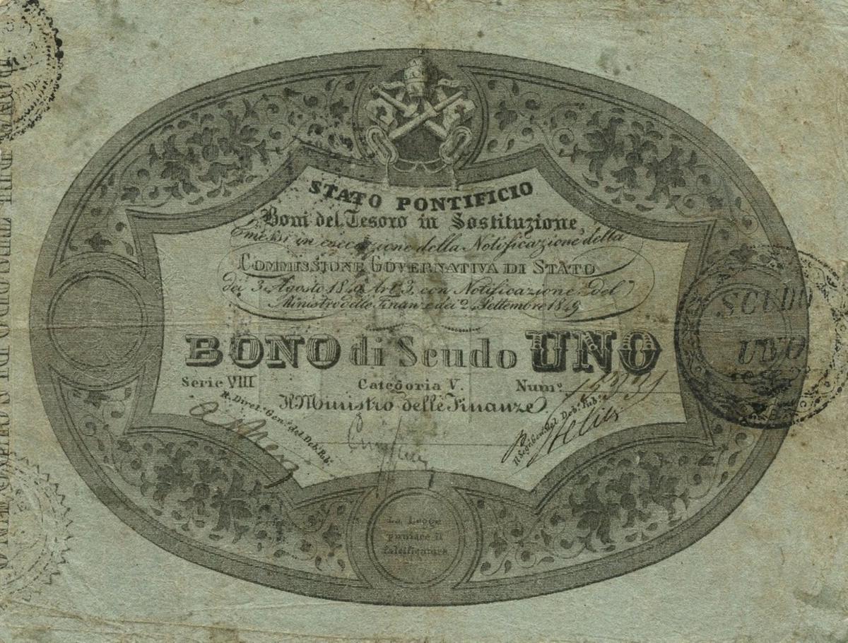 Front of Italian States pS652: 1 Scudi from 1849