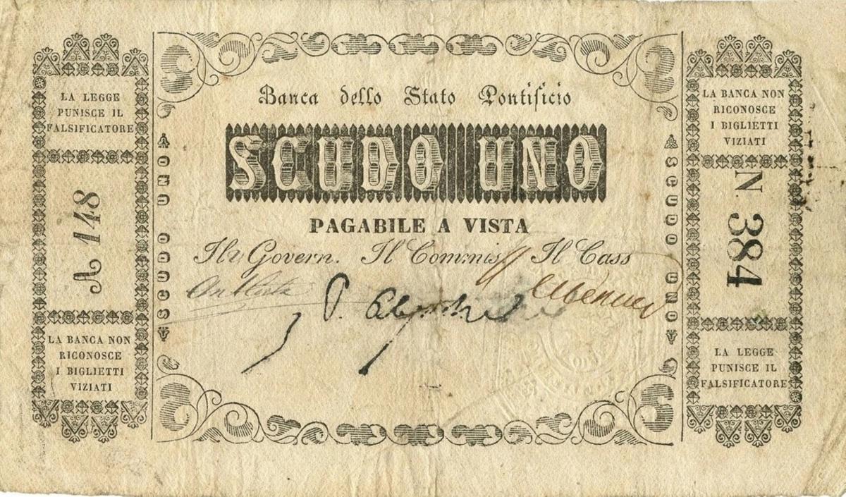 Front of Italian States pS686: 1 Scudi from 1853