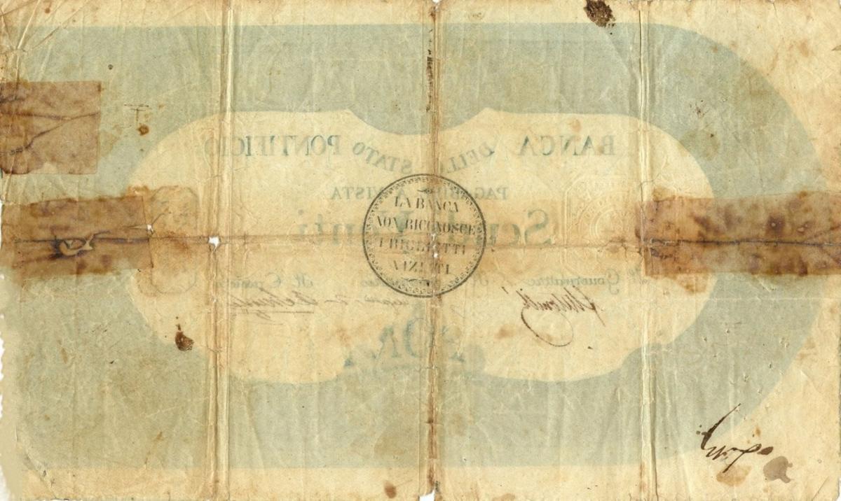 Back of Italian States pS694: 20 Scudi from 1853