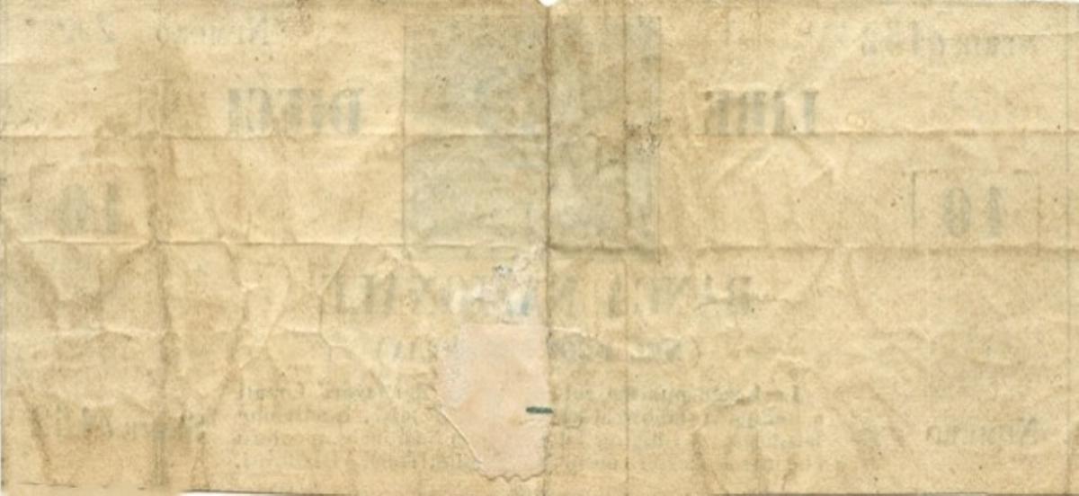 Back of Italian States pS722: 10 Lire from 1866