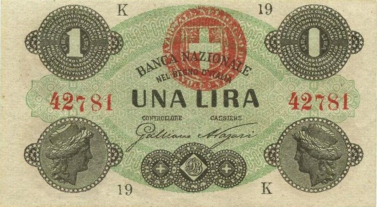 Front of Italian States pS731: 1 Lire from 1869