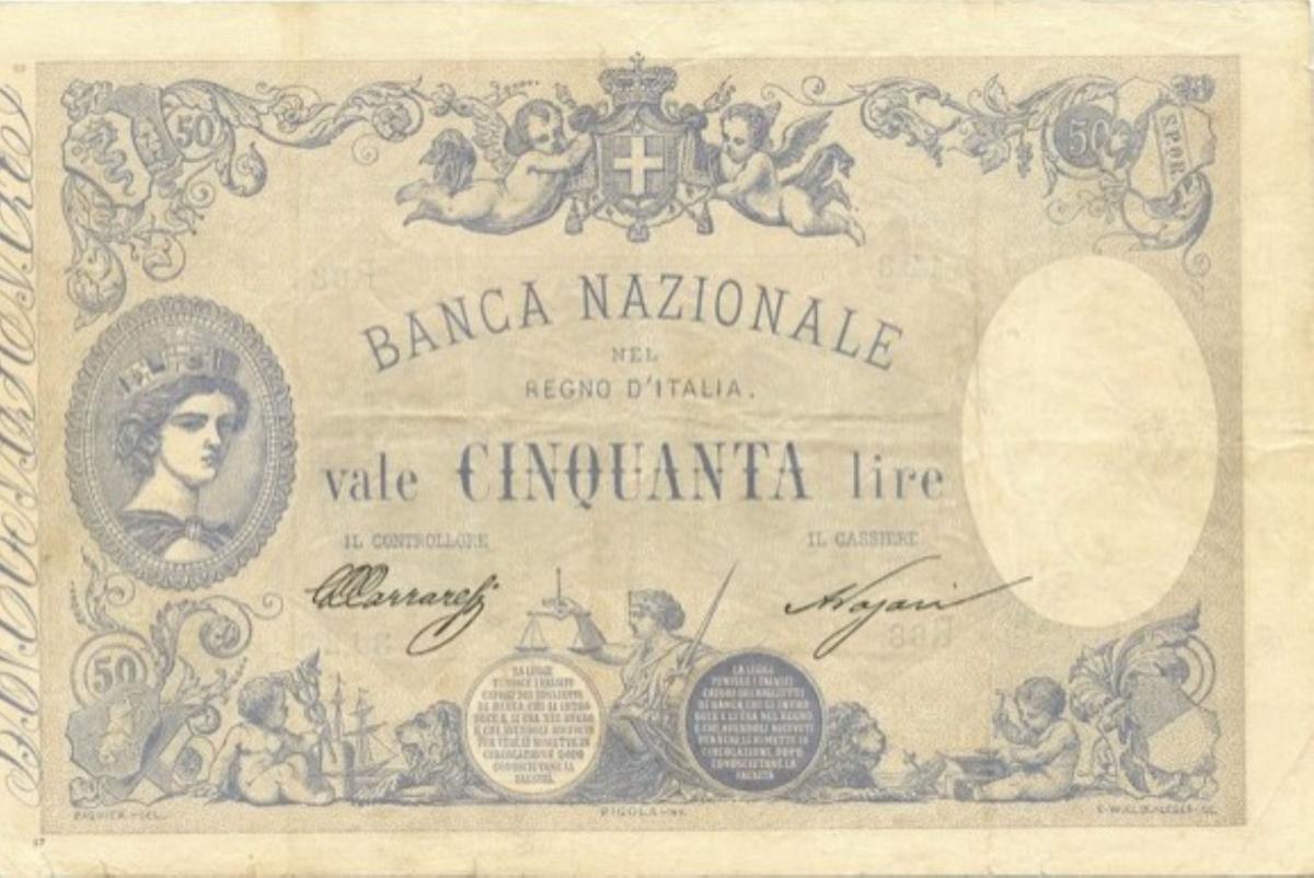 Front of Italian States pS741: 50 Lire from 1866