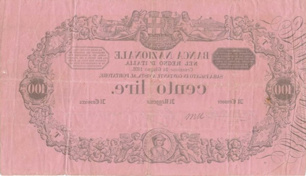 Back of Italian States pS742: 100 Lire from 1873