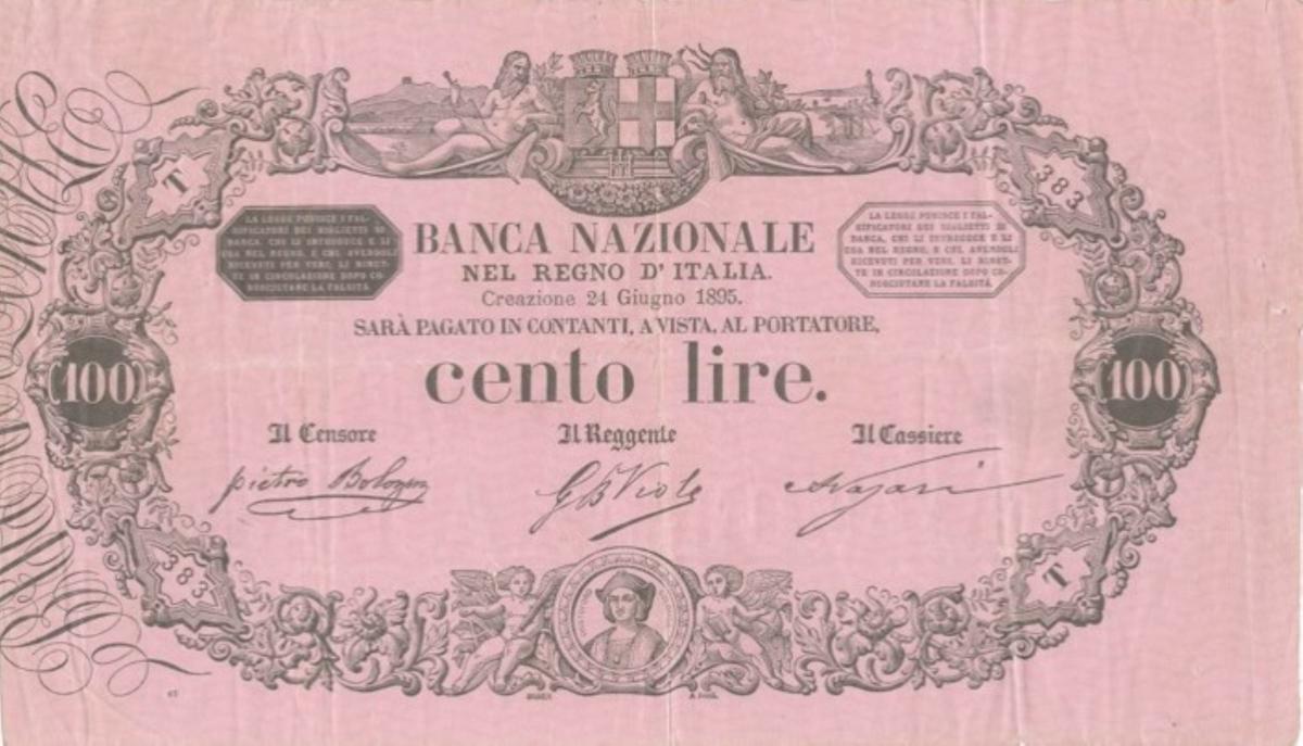 Front of Italian States pS742: 100 Lire from 1873