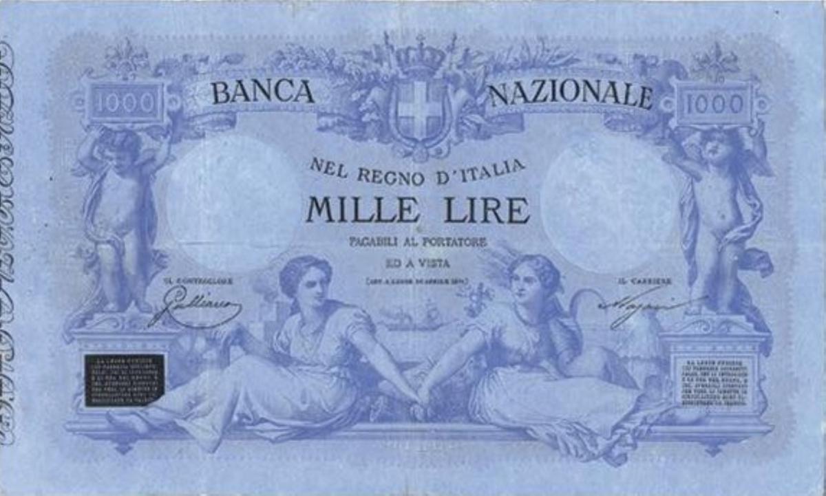 Front of Italian States pS746: 1000 Lire from 1878