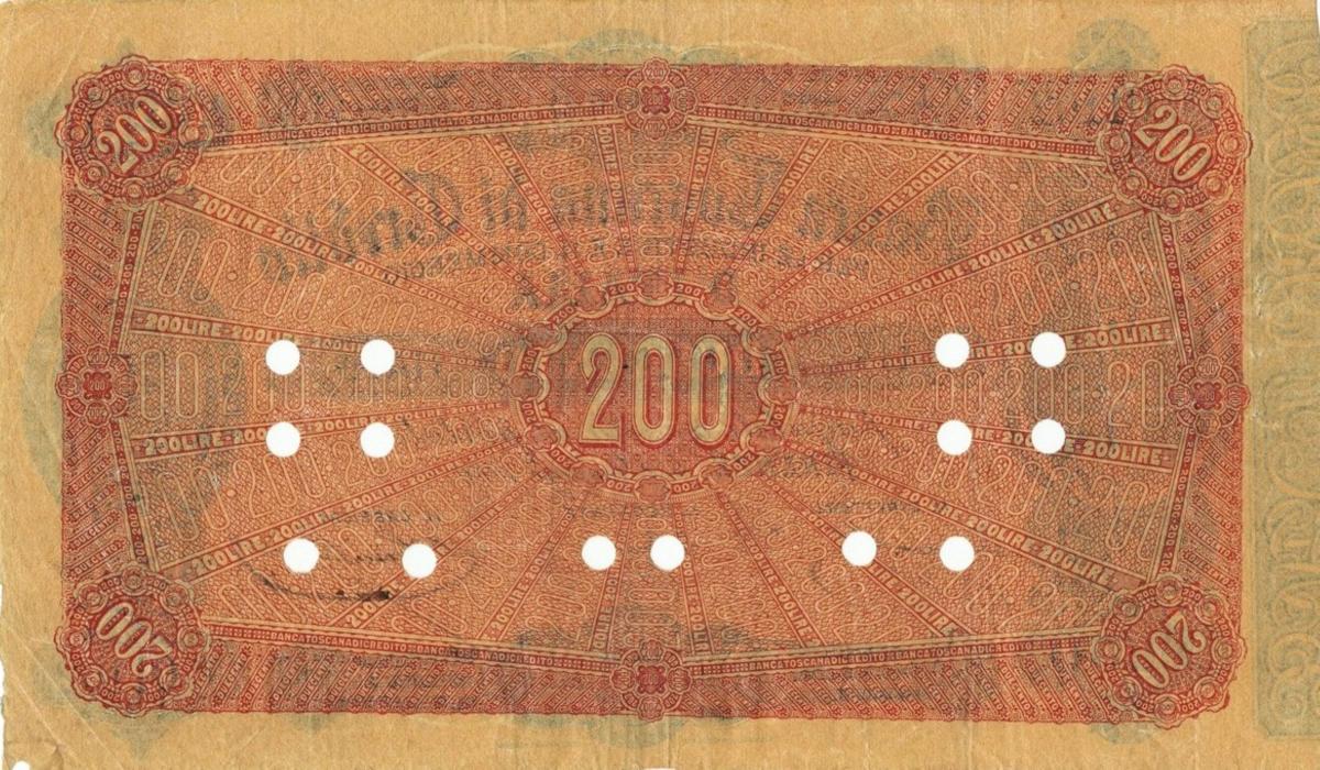Back of Italian States pS776: 100 Lire from 1880