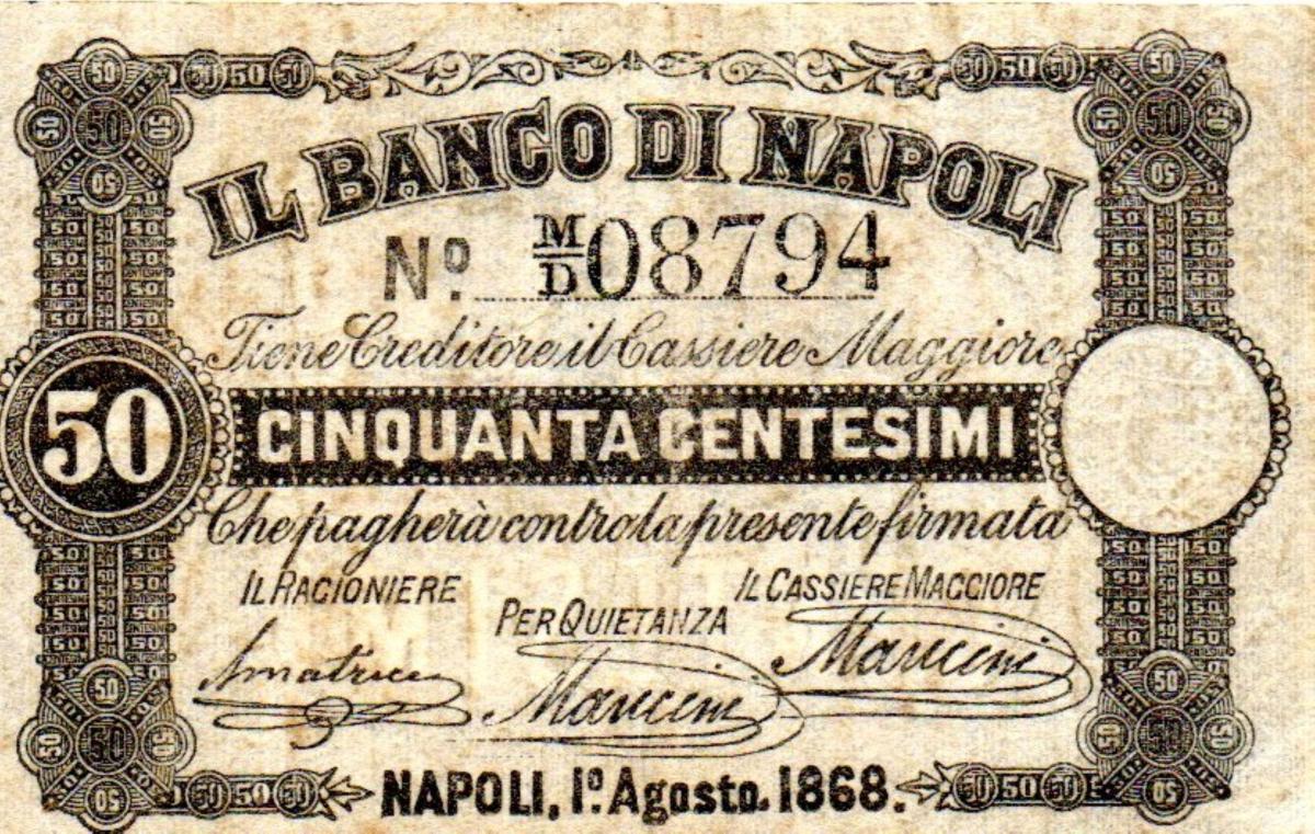 Front of Italian States pS815: 50 Centisimi from 1868