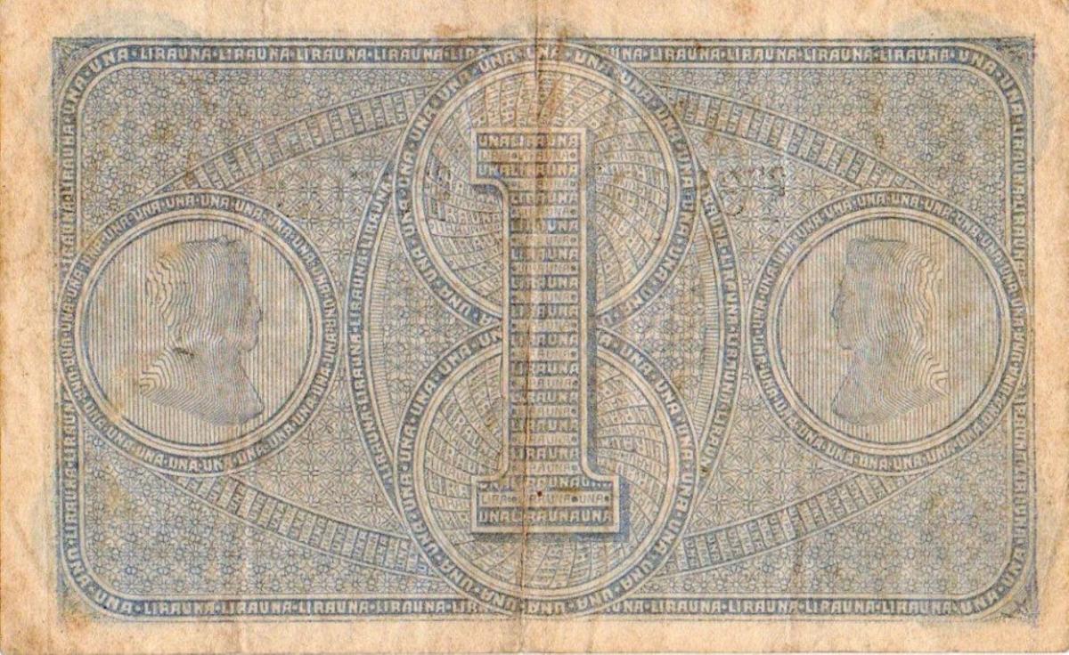 Back of Italian States pS820: 1 Lira from 1870