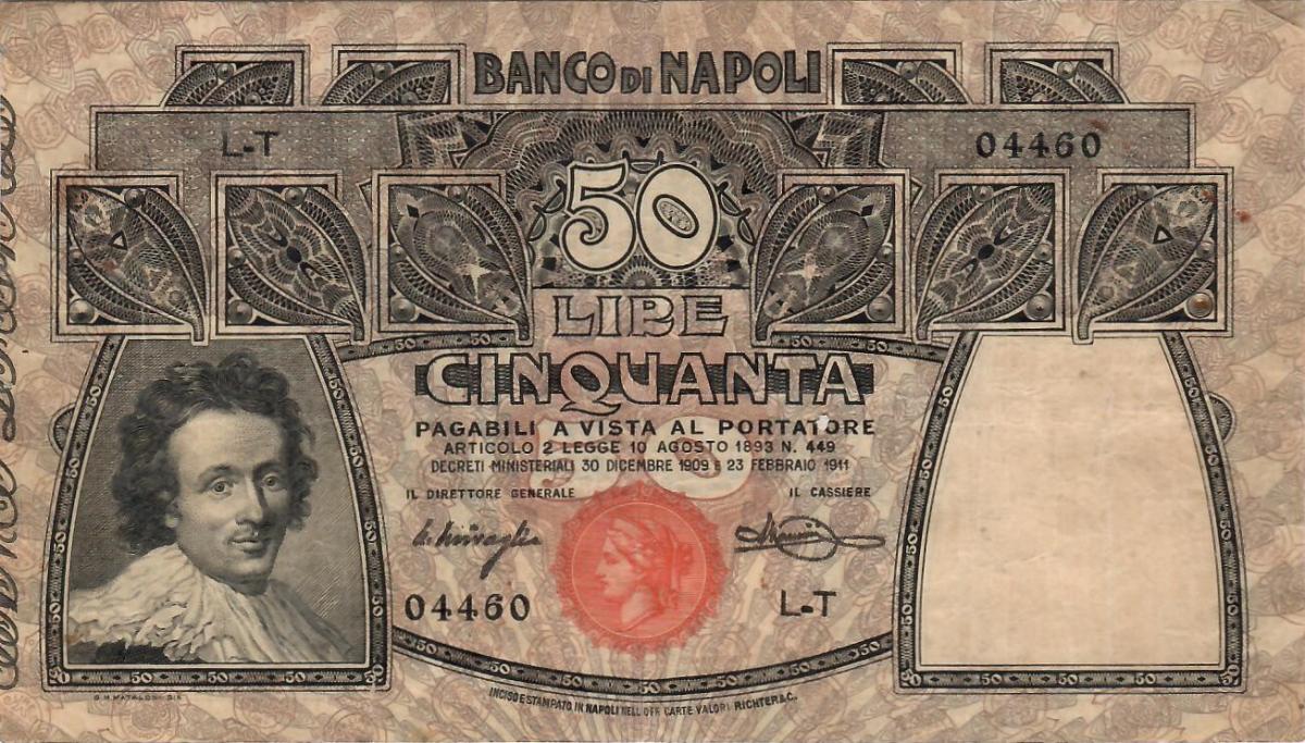 Front of Italian States pS856: 50 Lire from 1909