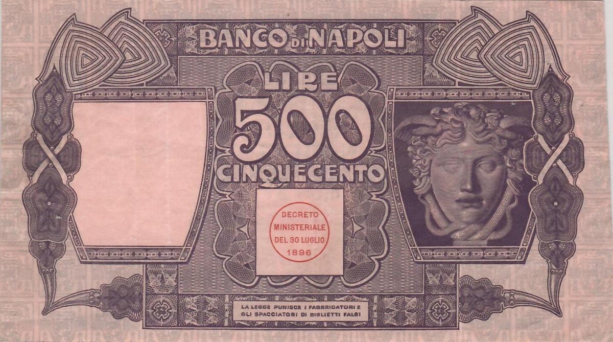 Back of Italian States pS858: 500 Lire from 1909