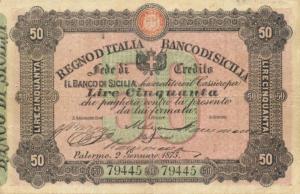 pS884 from Italian States: 50 Lire from 1870