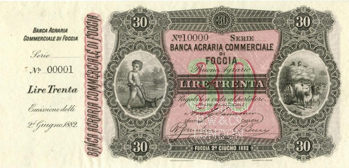 Front of Italian States pS920: 30 Lire from 1882