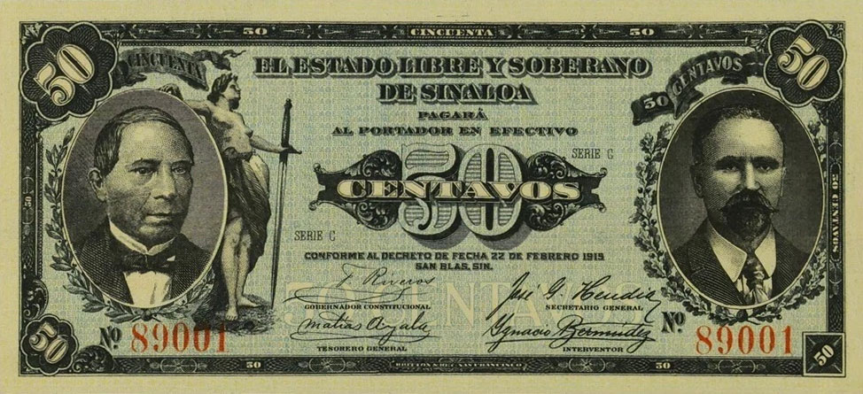 Front of Mexico, Revolutionary pS1042: 50 Centavos from 1915